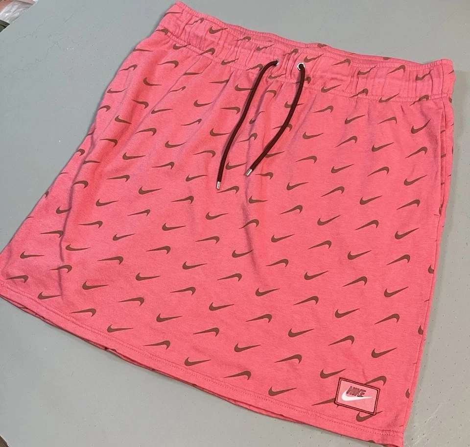 Nike Skirt Womens XL Pink All Over Check Fleece Drawstring Tennis Pickle Y2K - Image 1 of 4