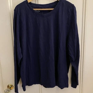 J. Crew Girlfriend T-Shirt Damen 2XL dunkelblau langarm leicht Baumwolle Oberteil - Bild 1 von 6
