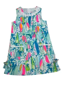Lilly Pulitzer Girls Multi-Color Nautical Dress With Embellished Neck Sz 8 - Picture 1 of 9