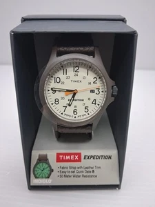 Neu im Karton Timex Expedition Camper Uhr #TW4B23700 cremefarbenes Zifferblatt khaki mit Lederbesatz - Bild 1 von 14