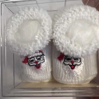 Botines de Navidad para bebé 0-3 meses rojo blanco 1982 difuso cálido vintage Foto 1 de 4
