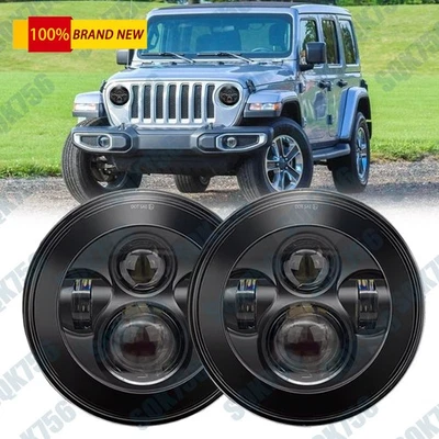 Actualización para Jeep TJ JK LJ CJ 1997-2017 2 PIEZAS 120W 7" LED faros redondos altos/bajos Foto 1 de 4
