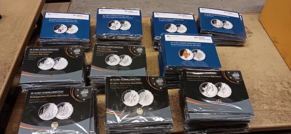 AUSWAHL 20 Euro Silber PP / PROOF , 2016 / 2025 je im Original Folder VFS - Bild 1 von 1