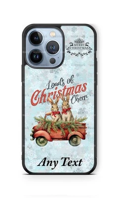Рождественский кролик кролик на красный грузовик телефон чехол для iPhone 16 Samsung A54 Google - Изображение 1 из 4