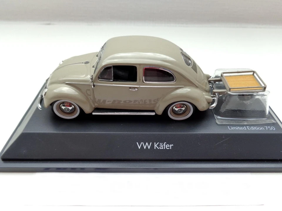 Volkswagen VW Käfer 1200 Brezel Modellino Schuco 1:43 con Rimorchio 450269200 - Immagine 1 di 4