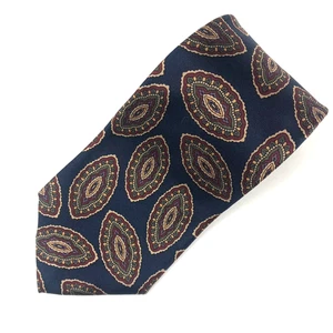 Preswick & Moore 100% Silk Tie HANDMADE in U.S.A. Navy Medallion Paisley Classic - Picture 1 of 6