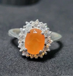 Natural Orange Fire Opal 925 Sterling Silver Ring Size 6 1050 - Picture 1 of 6