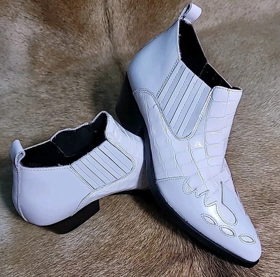 Женские ковбойские сапоги на низком каблуке с крокодиловым принтом Kurt Geiger London белые размер 9 - Изображение 1 из 1