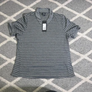 Oakley Performance Polo Shirt Mens XL Gray Black Stripe Short Sleeve NWT - Picture 1 of 5