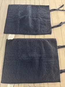 2 fundas estándar Pottery Barn azul marino escogida puntada cierre de corbata 9260092 - Imagen 1 de 13