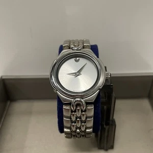 Reloj Pulsera Mujer Movado Vintage Museo Cuarzo Suizo Tono Plata *Batería Nueva - Imagen 1 de 8