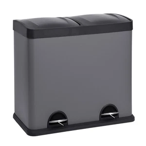 B-Ware SVITA T2X24 Mülleimer Edelstahl Papierkorb Abfalleimer Mülltrennung Grau - Bild 1 von 8