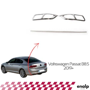 Chrome Exhaust Frame Diffuser 3 Pcs  for VW Passat B8.5 2019-After Stainless - Picture 1 of 5
