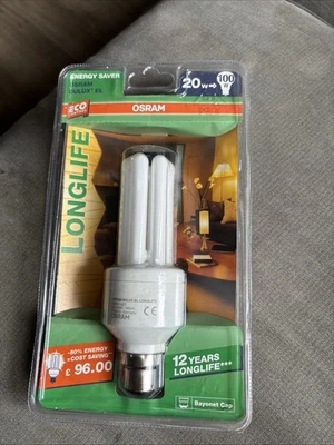 1 Osram Energy Saver Bulbs 20W - 100W  BC B22 Bayonet Cap - Image 1 of 4