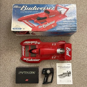 Vintage Miss Budweiser RC Nitro Gas 1/12 Hydroplane Racing Boat + Extras - Picture 1 of 24