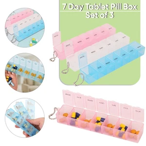 3× 7-Day Pill Box Portable Single Holder Organizer Dispenser Tablet Travel Case - Picture 1 of 12