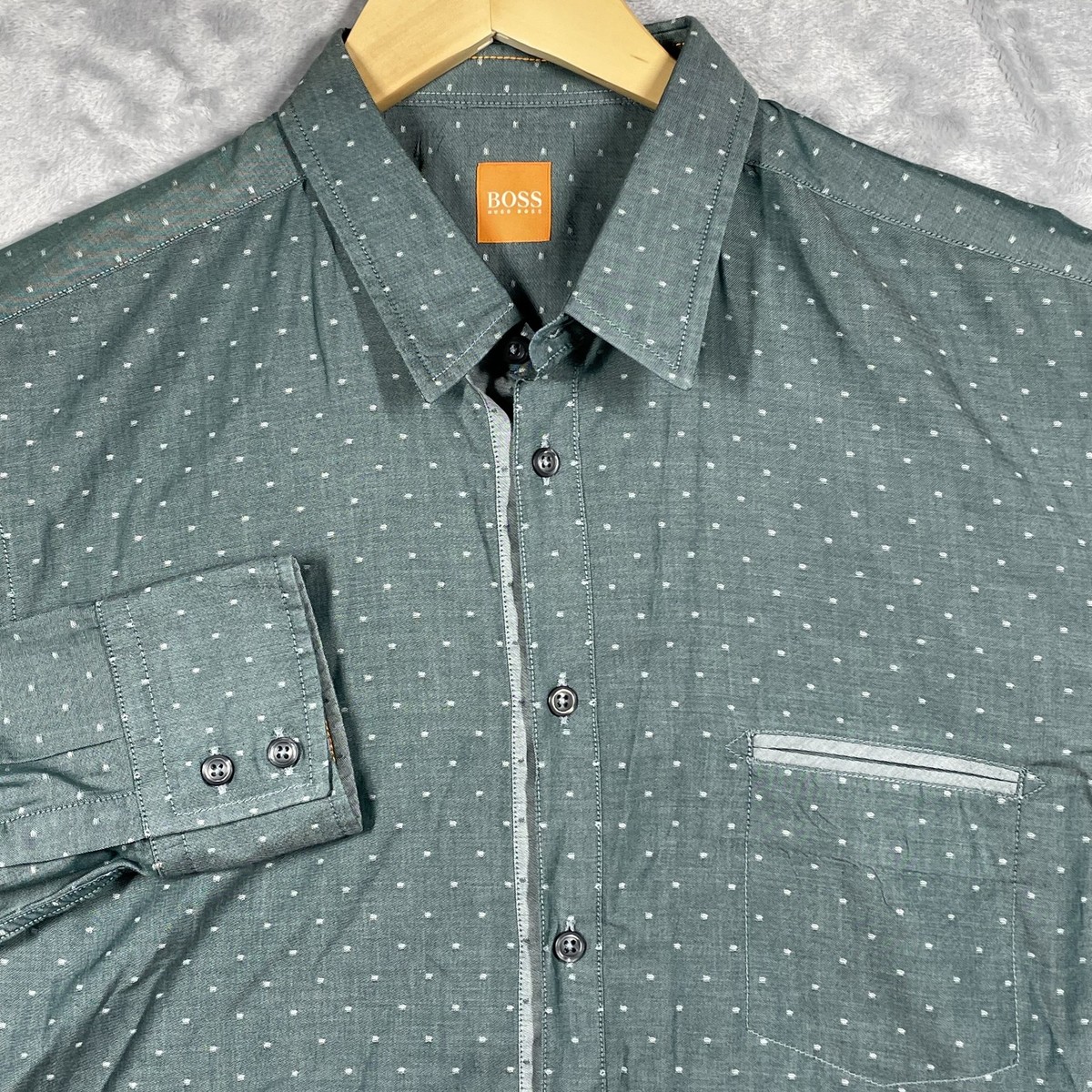 Polka Dot Regular Size L Button-Up Casual Button-Down Shirts