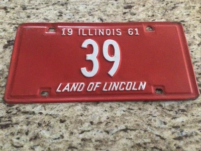 Illinois 1961 Passenger License Plate Rare 2 Digit #39 - Image 1 of 2