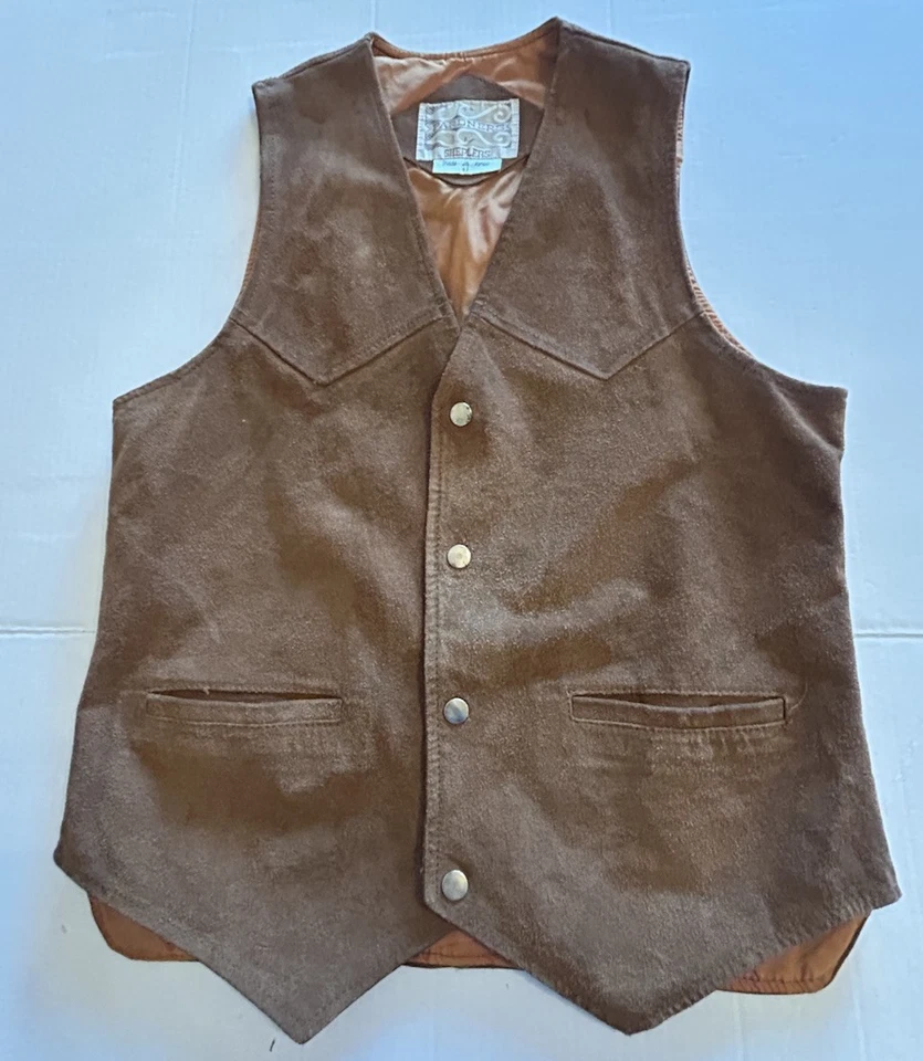 De Colección Sheplers Partners Hombres 42/L Chaleco Occidental Marrón Gamuza A Presión Vaquero Rancho Rodeo Foto 1 de 4