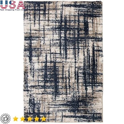 Indoor Area Rug Abstract Design Stain Resistant Low Pile Durable Machine Made US - Image 1 of 4