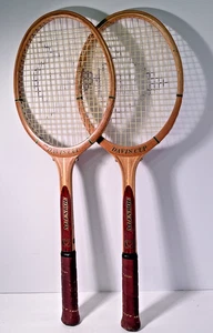 2 TWO Vintage Dunlop McEnroe Davis Cup Wood Tennis Racquets 1980's L3 & L4 GUC - Picture 1 of 22