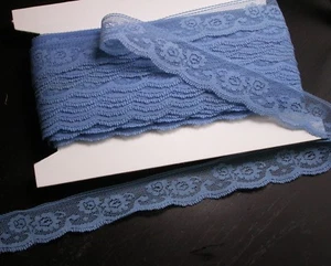 Blue Raschel Lace 1 3/16" (30mm) Blue Soft 35 yards - Picture 1 of 1