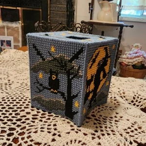 Made to Order. A Spooky Nights Plastic Canvas Tissue Box cover. - Picture 1 of 4