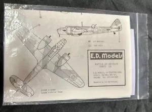 Juego de calcomanías ED Models - C1 Battle of Britian Spitfire & Blenheim - 1/72 NOS - Imagen 1 de 2