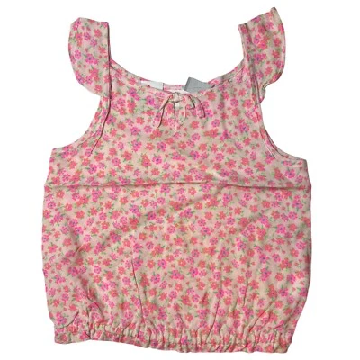 The Childrens Place Floral Ruffle Shoulder Banded Waist Top Size 16 New - Image 1 of 4