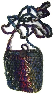 Crochet Necklace Purse Pouch Crossbody Strap 100% Cotton Nepal Petite 7 x 7.5 cm - Bild 1 von 6