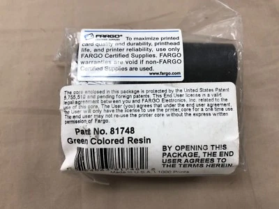 Fargo 81748 Card Printer Ribbon  Green Resin Ribbon 1000 Prints - Image 1 of 2