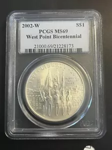 West Point Bicentennial MS69 2002-W PCGS $1 Silver Dollar 90% MS-69 - Picture 1 of 2