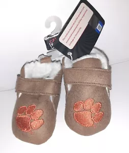 Clemson Tigers Baby Booties Brown orange paw size 3 ages 6-9 months with tags - Picture 1 of 8