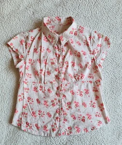 Girls Floral With Sequins Blouse/Shirt Cream/Red *** Excellent Used Condition - Picture 1 of 11
