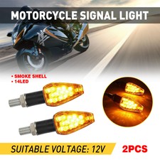Pair Amber 14-LED Motorcycle 12V Turn Signals Blinker Lights For Honda Suzuki EA