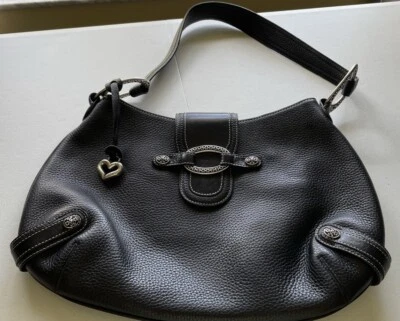 Bolso de Mano Brighton Cuero Guijarro Negro Joyería Hebillas Tono Plateado Ligero Foto 1 de 4
