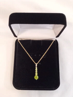 Superb Peridot, Diamond 14K Pendant on 14K Yellow Gold 18 Inch Chain! - Image 1 of 4