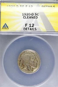 1920 D Buffalo Nickel ANACS F12 Details - *DoubleJCoins* 8007-21 - Picture 1 of 2