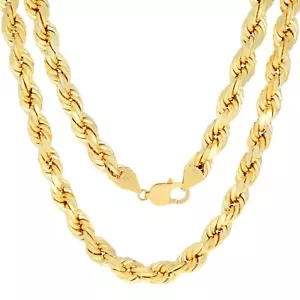 Real 14k Yellow Gold Solid Mens 10mm Italian Diamond Cut Rope Chain Necklace 28" - Picture 1 of 11