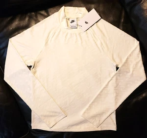Nike Icon Clash Mock Neck Long-Sleeve Top Sail Cream Women's Swoosh Small Size 6 - Picture 1 of 14