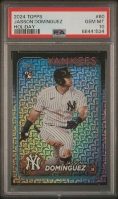 2024 TOPPS JASSON DOMINGUEZ EASTER HOLIDAY FOIL ROOKIE CARD #60 PSA 10 - Image 1 of 2