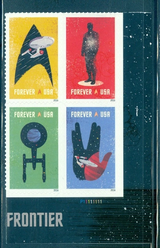 US 5132-5135 Star Trek, Plate #P11111111 Block/4 MNH, reacts to UV Light - Image 1 of 1