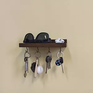 Key holder with shelf, brown - Picture 1 of 5