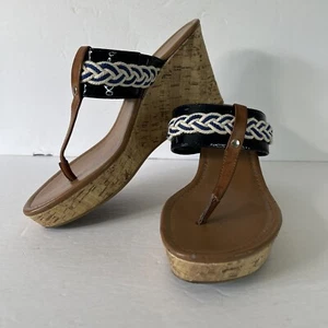 Tommy Hilfiger Platform Cork Wedge Sandals Madge Size 10 READ - Picture 1 of 13