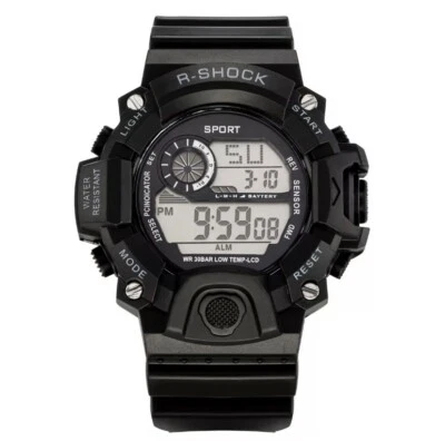 Reloj deportivo digital LED a prueba de golpes alarma resistente al agua con alarma de cara grande para hombre Foto 1 de 4