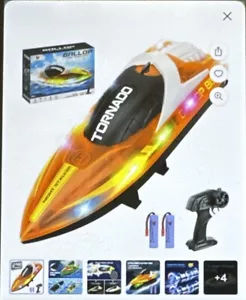 RC Boat for Pools and Lakes, 2.4G 15+ MPH Fast Boat with LED Lights (Green) - Picture 1 of 10
