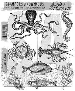 NEW Tim Holtz Stampers Anonymous "SEA LIFE" Rubber Cling Stamp Set - Picture 1 of 1