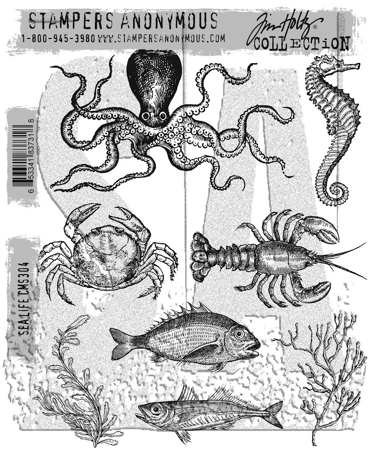 NOVO Conjunto de Carimbo de Borracha Tim Holtz Stampers Anonymous "SEA LIFE" - Imagem 1 de 1