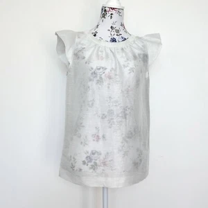 Margherita Ovi Women's Blouse Top Sz 42 M Mulberry Silk Linen Sheer Pale Silver - Picture 1 of 8
