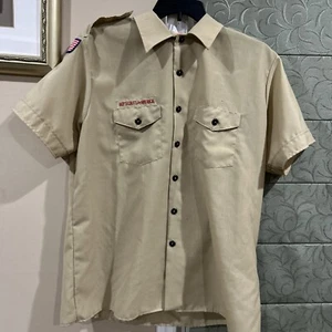 Poly Wool Boy Scout BSA UNIFORM SHIRT Men’s Extra Large XL Short Sleeve Tan #3 - Picture 1 of 8